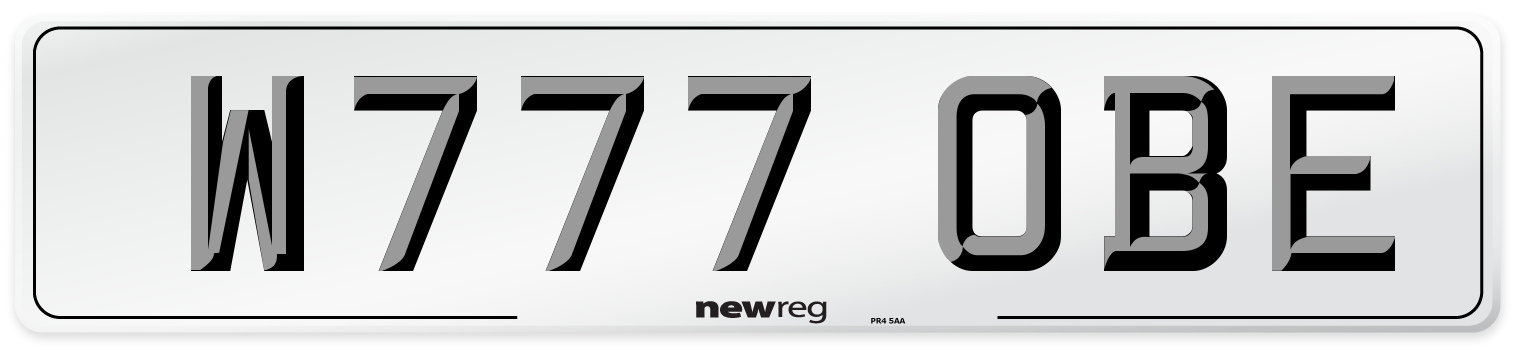 W777 OBE Number Plate from New Reg